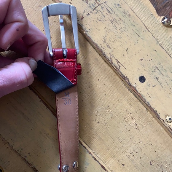 BRIGHTON 100% LEATHER BELT RED CROCODILE TEXT VINTAGE SILVER BOHO WESTERN BELT M main image 5